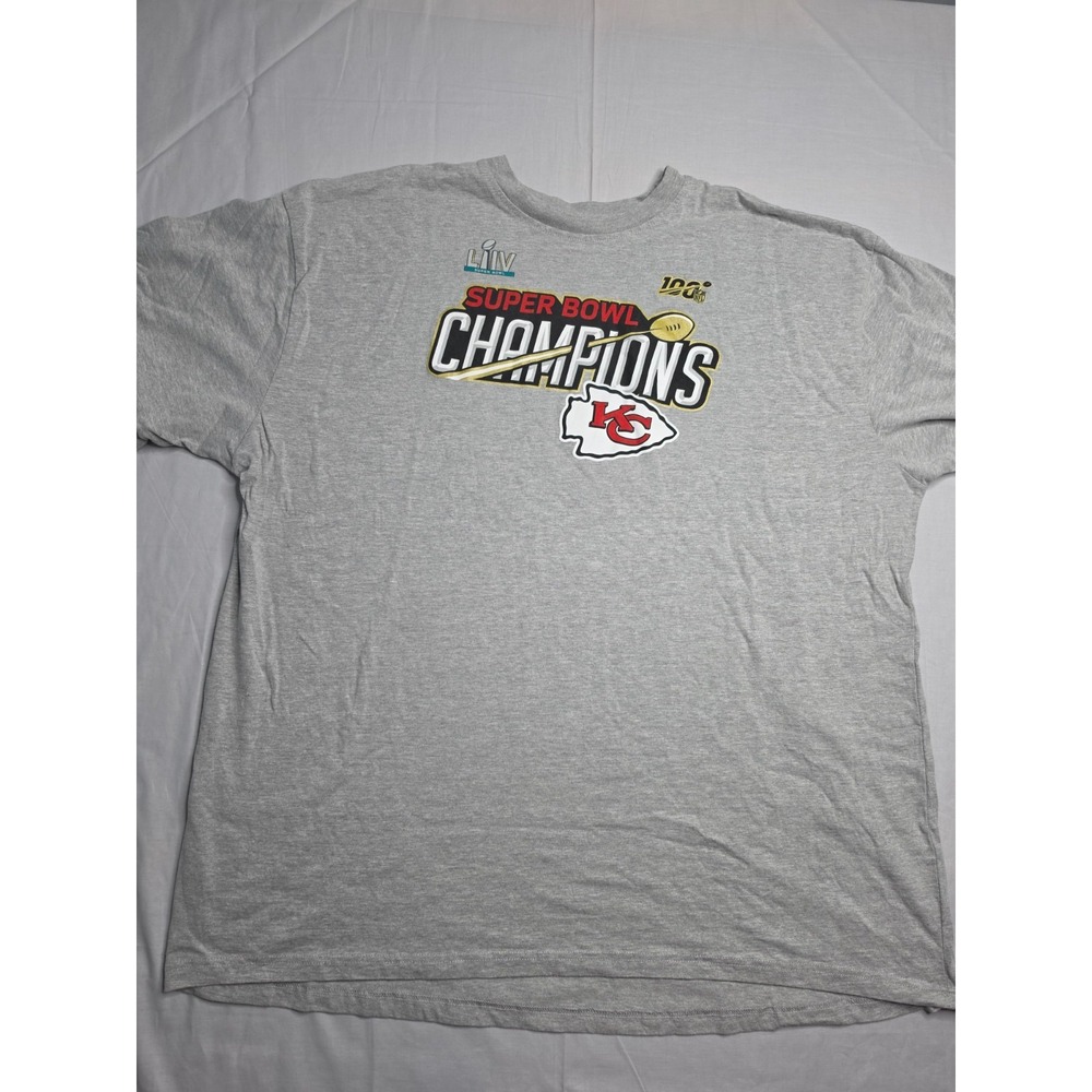 Fanatics Kansas City Chiefs Super Bowl LIV Shirt Men's 4XL Gray Graphic Athletic